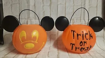 Mickey Mouse Punpkin Pail Halloween Trick Or Treat Candy Bucket Blow Mold • $23.11