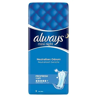 £25.95 • Buy 90 Pads Always Maxi Night Profresh Sanitary Pad Liners = 10 Pack