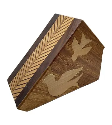 Inlaid Solid Wood Knife Block Storage W Doves Handcrafted By J.E. Hageman Unique • $27