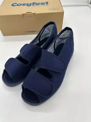 Cosyfeet Women's Slipper Sandal Milly Wide Fit 6E Width Navy UK Size 7 Roomy • £19.49