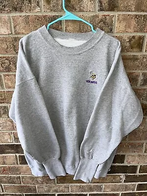 Vintage 90’s Minnesota Vikings Gray Crewneck Sweatshirt Sz XL • $24.99