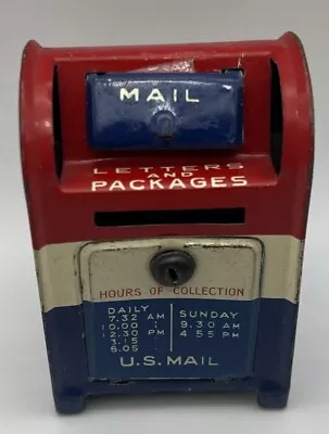 Vintage Mini Mailbox 2 1/2  US Post Office Metal Toy Bank Made In Japan No Key • $14