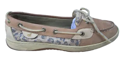 8 M WOMENS SPERRY Top-Sider 9102341 Angelfish Linen/Leopard Loafers SHOES Sequin • $12.99