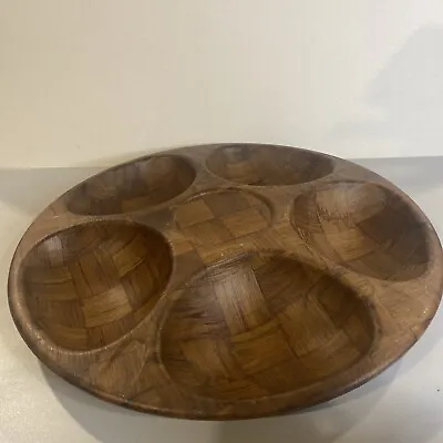 Woven Wood Retro Deviled Egg Plate - HC Woven-Wooo 10 Inch Vintage Egg Plate • $22