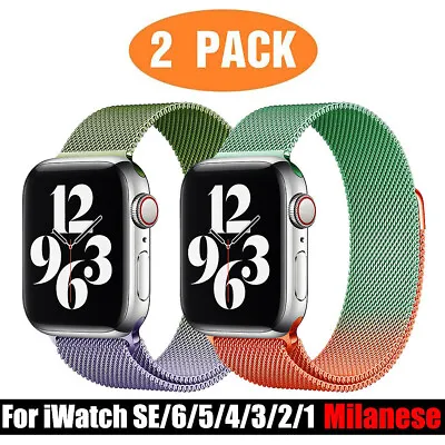 $14.24 • Buy 2Pack Milanese Loop Wristwatch Strap For Apple Watch Series 7 SE 6 5 4 2 45 44mm