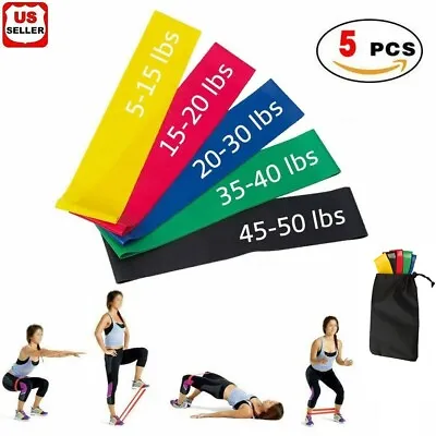 Resistance Bands Loop Set Of 5 Exercise Workout CrossFit Fitness Yoga Booty Band • $8.88