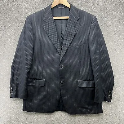 Canali Jacket Blazer Mens UK 46R (56R) Black Pinestripe 2 Button Formal Dress • £49.99