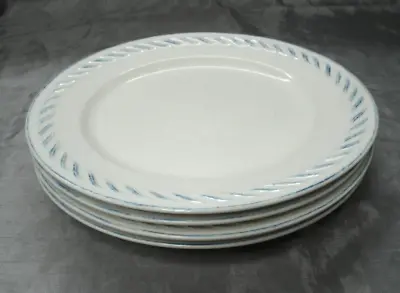 Thomson Pottery NAUTICAL Dutch Rope Set Of 4~10-1/2  Dinner Plates Blue Trim GUC • $19.95