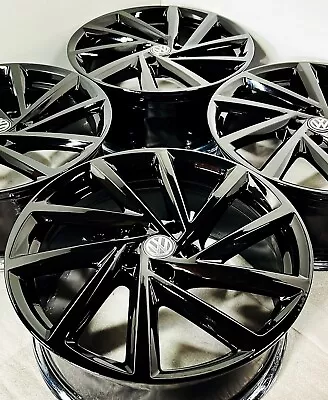 19” VW Volkswagen Golf R Englishtown OEM Factory Wheels Rims Set Black Gloss • $1649