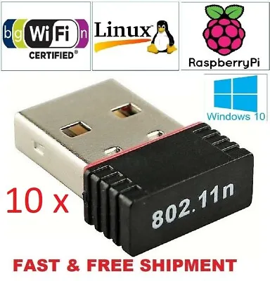 10 X Realtek Mini USB Wireless 802.11B/G/N LAN Card WiFi Network Adapter RTL8188 • $16.49