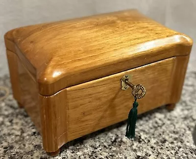 Vtg MELE Wooden Jewelry Box W Feet Dome Lid Mirror Velvet Lined Sections 10x6x7 • $50