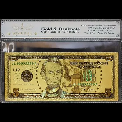 Gold 2009 $5 Five Dollars Banknote Collectible With Bag & Certificate • $15.95