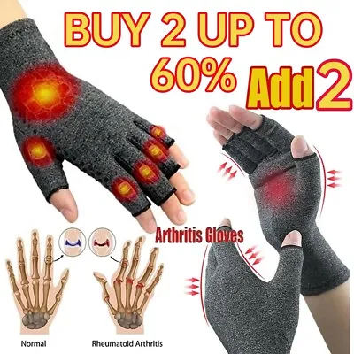 £3.78 • Buy Compression Gloves Anti Arthritis Fingerless Pain Relief Joint Support UK STOCK