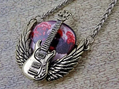 Winged Bass Guitar Pick Pendant Holder Necklace • $28.16