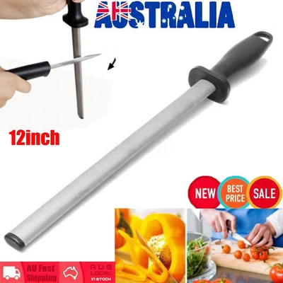 $19.93 • Buy 600# 12'' Grit Diamond Knife Sharpening Steel Rod Sharpener Stone Kitchen Tool