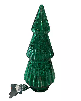 9.5  Ganz Lit Glam Mercury Glass Light Up Green Christmas Tree Table Lamp Decor • $19.99