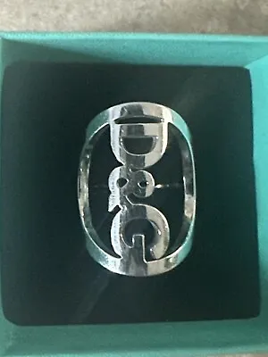 Dolce & Gabbana Logo Silver Stainless Steel Fashion Ring Sz 7 Designer • $35.99