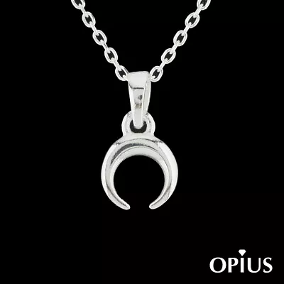 Solid 925 Sterling Silver Small Horn Moon Pendant Necklace Crescent • £11.95