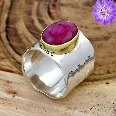 Lab Created Ruby Gemstone 925 Sterling Silver Handmade Ring Jewelry All Size • $7.35