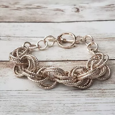 Vintage Bracelet / Bangle Rose Gold Tone Multi Link Chain Bracelet • $14.99