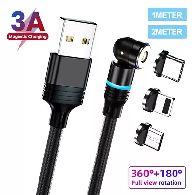 3 In 1 540° Rotational Magnetic Charger Cable Fast Charge For USB IPhone Type-C • $5.99