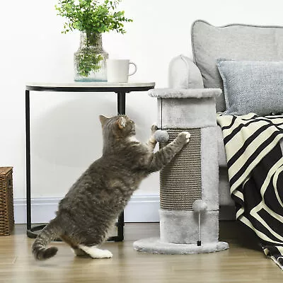 58cm Corner Cat Scratching Post For Wall W/ Covered Plush Sisal Rope Toy Balls • £22.99