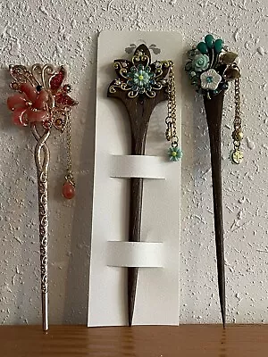 (3) Hair Pins With Beads • $4.99