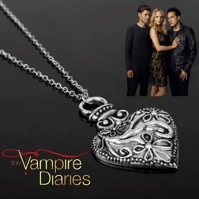 The Vampire Diaries Caroline Forbes Antique Silver Heart Pendant & Necklace Set • £8.45