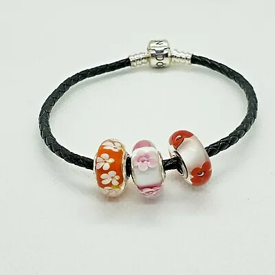 Set Of 3 New Pandora  Cherry Pink Blossom Orange Tropical Flower Wild Flower • $39.99