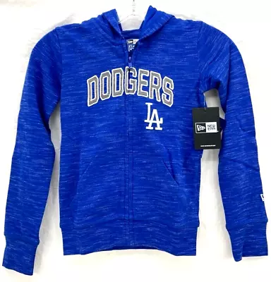 NEW Los Angeles LA Dodgers New Era Full Zip Hooded Jacket Blue Youth M 7/8 • $29.74