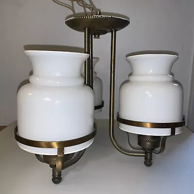 $69 • Buy Vintage 3 Arm Chandelier Electric Lamp Light Ceiling Fixture & 3 Glass Globes