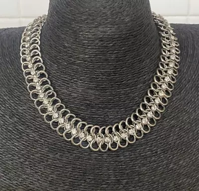 Marks And Spencer Collar Length Chain Silver Tone Diamante Necklace • £5.99