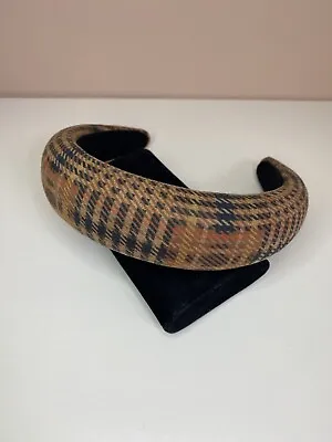 Padded Headband Brown & Black Plaid Check Pattern Wide Chunky Alice Hair Band • £10.99