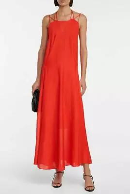 Victoria Beckham $1790 Red Lace-up Open Back Knit Maxi Dress Sz.xs • $195