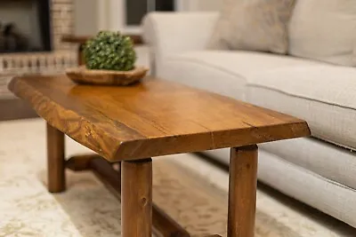 $185 • Buy Rustic Pine And Cedar Log Coffee Table Cabin Furniture Live Edge Slab