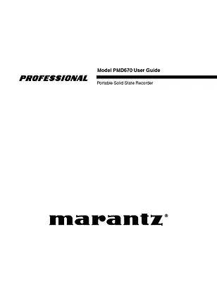 Marantz PMD670 Recorder Owners Instruction Manual • $21.99