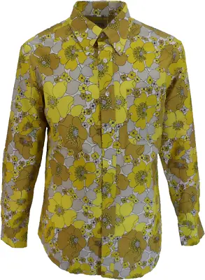 Mens 70s Mellow Yellow Retro Psychedelic Floral Shirt • £39.99