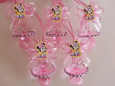12 Minnie Mouse Pink Pacifier Necklaces Baby Shower Game Favors Prize Girl Decor • $19.99