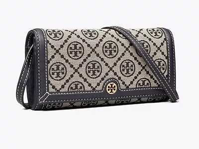 New Tory Burch T Monogram Jacquard Wallet Crossbody Clutch Purse 135846 $348 • $228