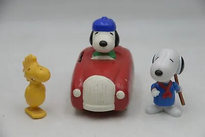 Vintage Snoopy  Racer - Red Racing Car Money Box And Snoopy & Woodstock Figures • £15.99