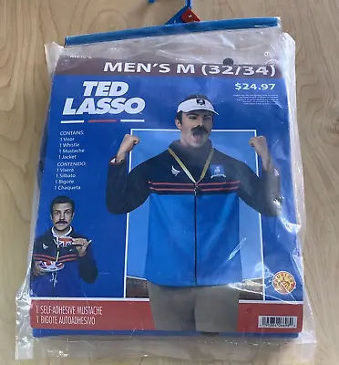 Ted Lasso Costume Men's Size Medium 32/34 Jacket Visor Mustache Whistle • $49.50