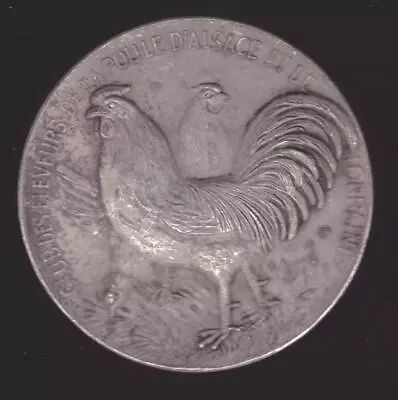 French Art Nouveau Silvered Rooster Chicken Poultry Farmers Medal CM • $14.99