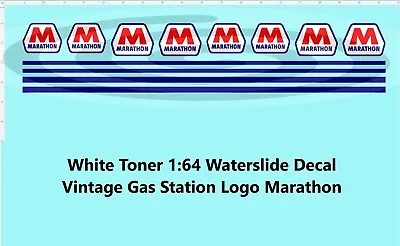 White Toner 1:64 Waterslide Decal Vintage Gas Station Logo Marathon • $5.35