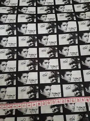Elvis Presley Fabric Poly Cotton 1m X 1.4m ( Black & White) Smaller Print • $19.99