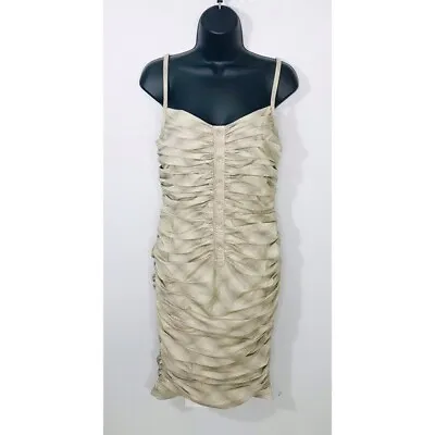 Byron Lars Wiggle Dress Size 6 Bodycon Ruched Bodice Cocktail Bone Anthropologie • £66.49