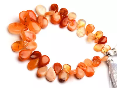 Natural Mexican Fire Opal Gem 8x6 To 16x11 Mm Size Smooth Pear Beads 7.5  Strand • $16