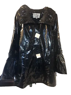 George Simonton Coat Black Glossy PVC Front (2) Button NWT Small • $45