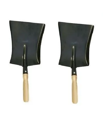 2 X 9  Metal Coal / Dust Shovel Wood Handle Hand Tools Household Goods - Black • £7.99