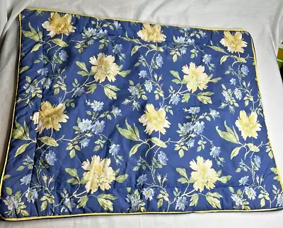 Laura Ashley Emilie Pillow Sham 25x19 Blue Yellow Floral Cottage Pillow Case • $11.94