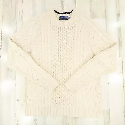 Vineyard Vines Merino Wool Blend Fisherman Cable Knit Crew Sweater Size Medium • $38.99